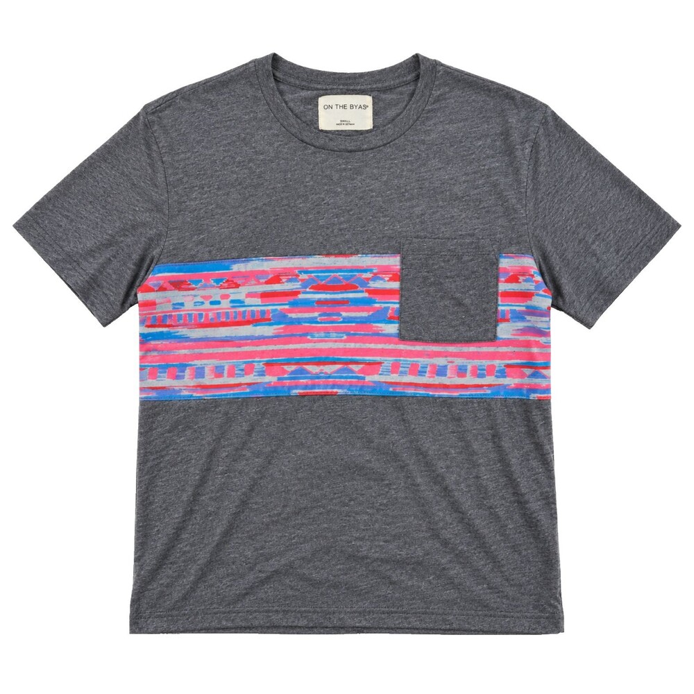 On The Byas Gray Heather Pocket T Shirt Aztec Geometric Graphic Mens S Crewneck